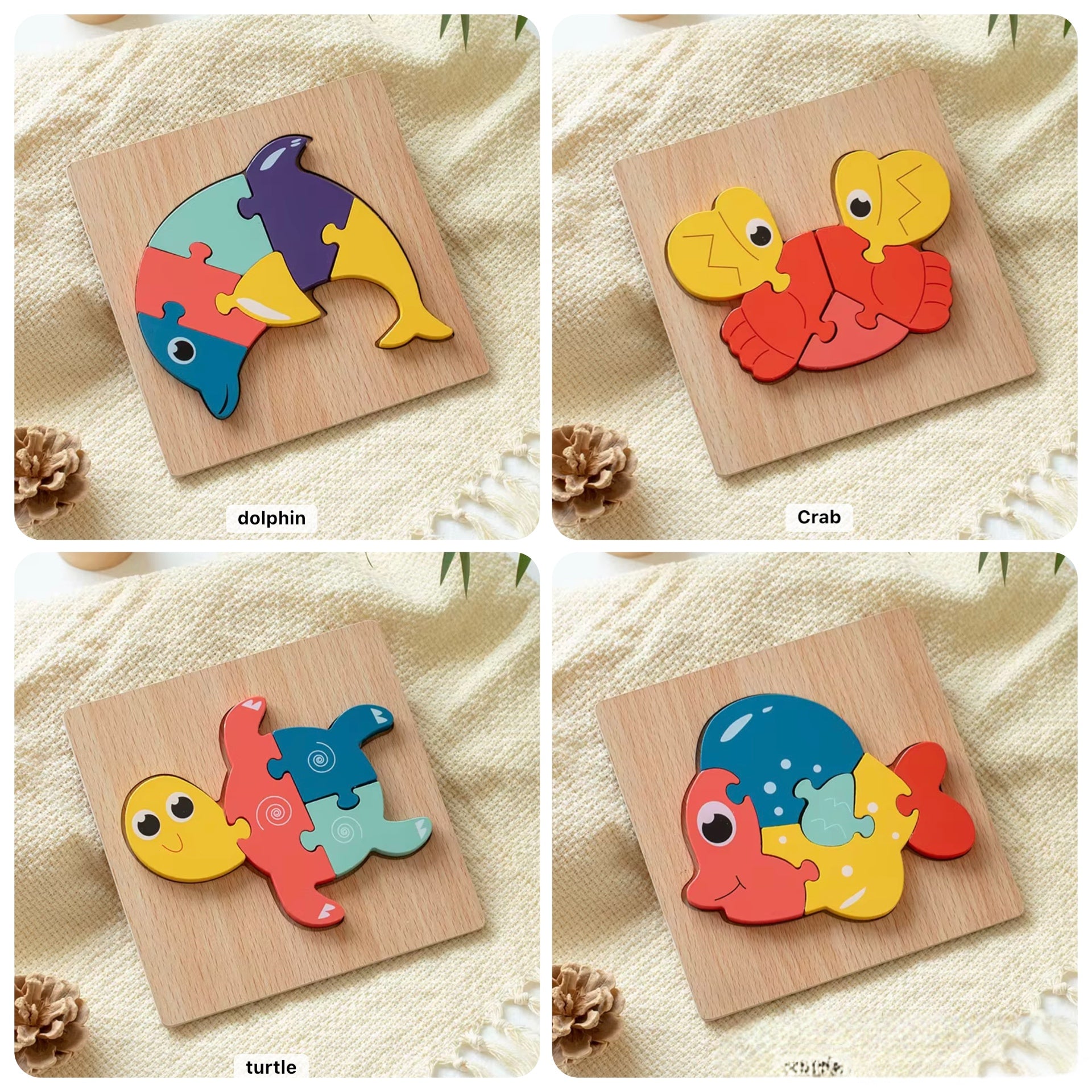 4 Piece Wooden Puzzles: Fostering Early Learning and Cognitive Skills