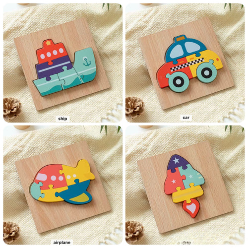 4 Piece Wooden Puzzles: Fostering Early Learning and Cognitive Skills