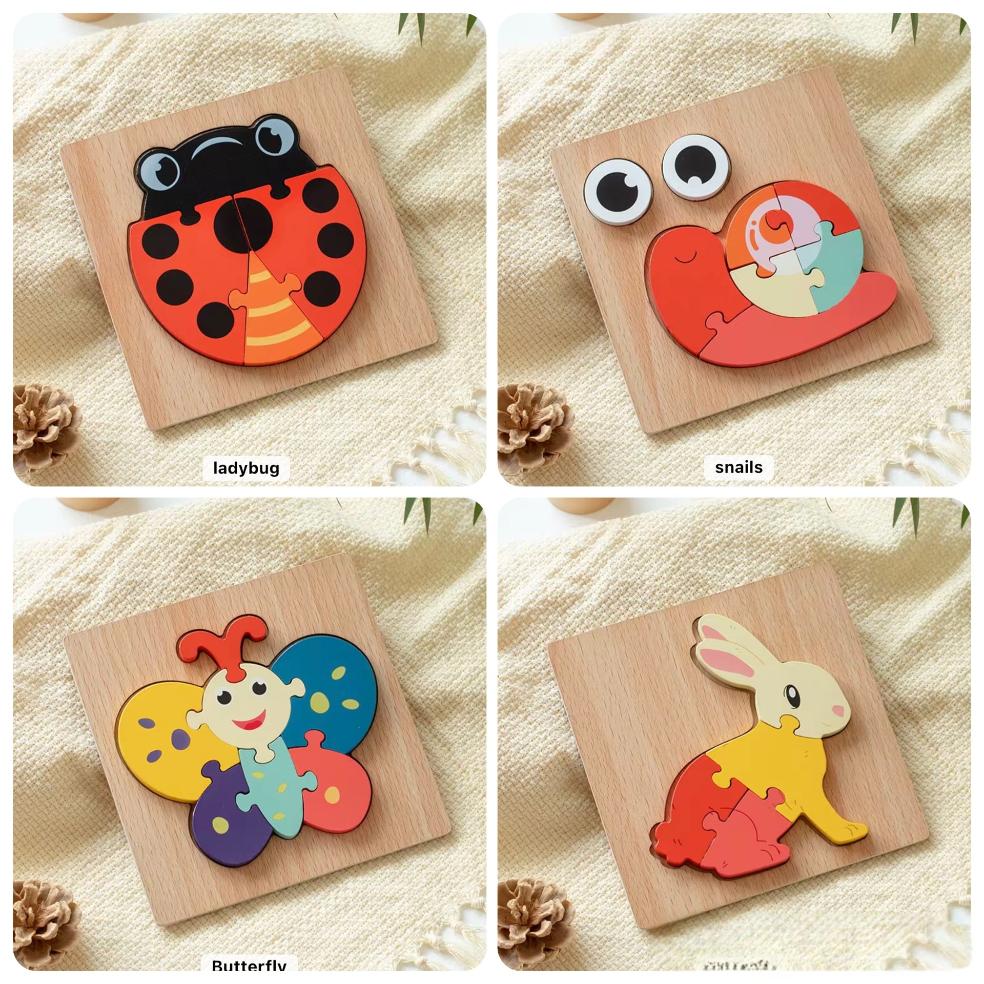 4 Piece Wooden Puzzles: Fostering Early Learning and Cognitive Skills